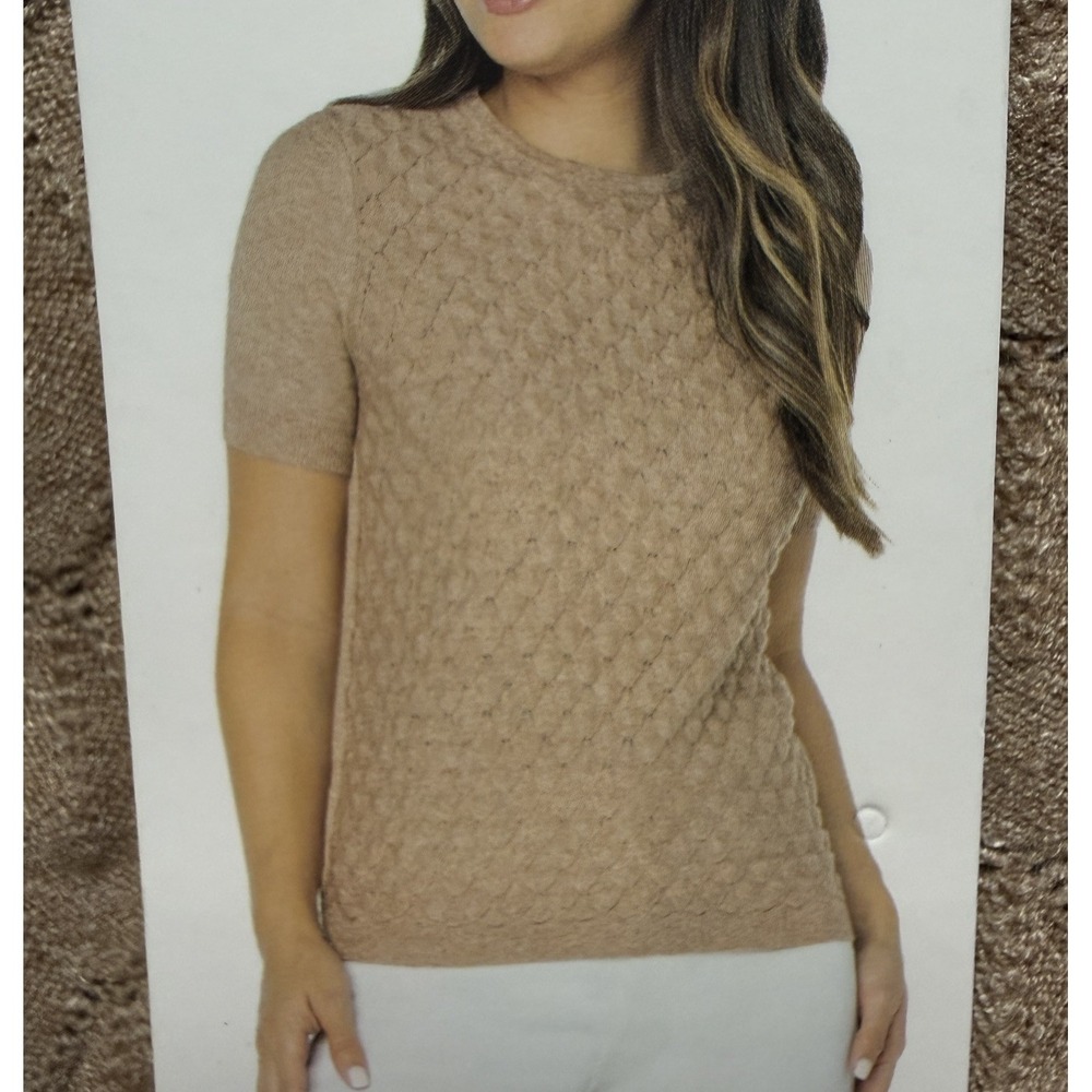 Well Worn Women's Plus Size XXL Tan Short Sleeve Knit Lightweight Top NWT